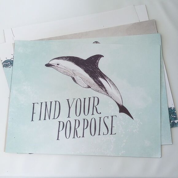 Set of Six Double-sided Frida Clements Sea Pun Prints - Picture 1 of 12